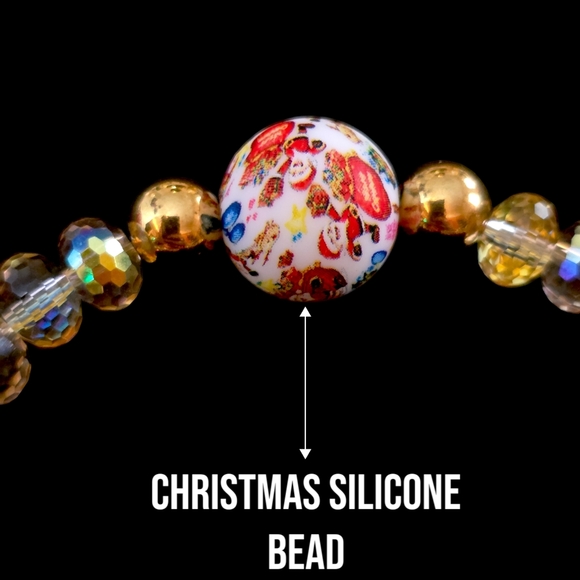 Set of two Christmas bracelets. Austrian crystals. Silicone main bead and 18k... - Picture 5 of 7